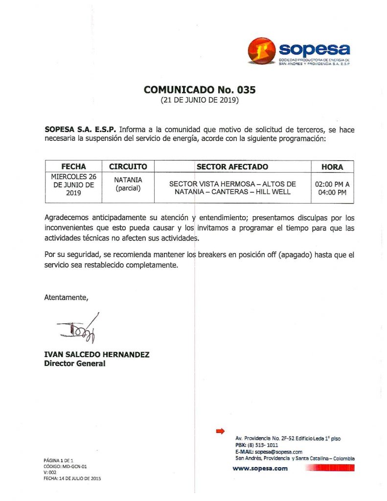 COMUNICADO
